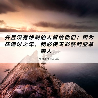 Picture 06 - 耶 利 米 书 11:23 CUVS - 并 且 没 有 馀 剩 的 人 留 给 他 们 - Bible Verse Picture