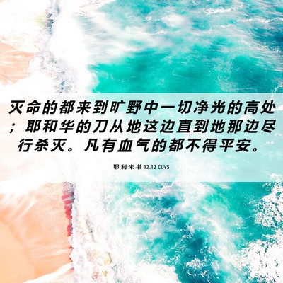 Picture 06 - 耶 利 米 书 12:12 CUVS - 灭 命 的 都 来 到 旷 野 中 一 切 净 - Bible Verse Picture