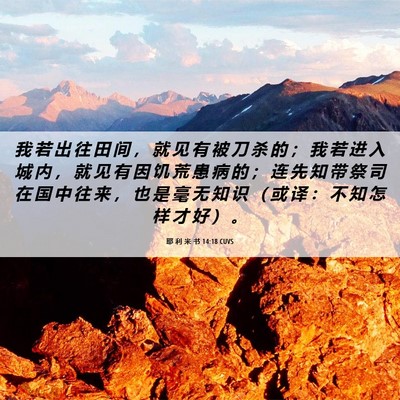Picture 06 - 耶 利 米 书 14:18 CUVS - 我 若 出 往 田 间 ， 就 见 有 被 刀 - Bible Verse Picture