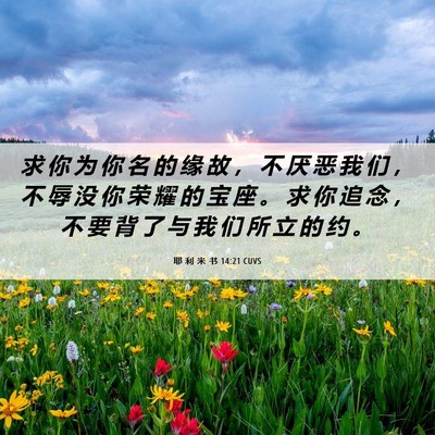 Picture 06 - 耶 利 米 书 14:21 CUVS - 求 你 为 你 名 的 缘 故 ， 不 厌 恶 - Bible Verse Picture