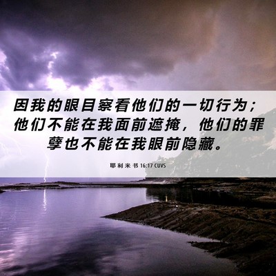 Picture 06 - 耶 利 米 书 16:17 CUVS - 因 我 的 眼 目 察 看 他 们 的 一 切 - Bible Verse Picture