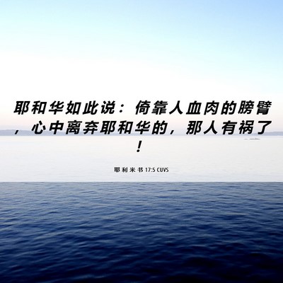 Picture 06 - 耶 利 米 书 17:5 CUVS - 耶 和 华 如 此 说 ： 倚 靠 人 血 肉 - Bible Verse Picture
