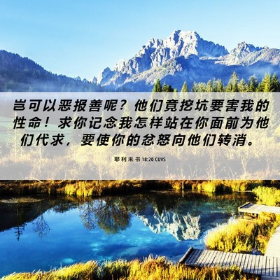 Picture 06 - 耶 利 米 书 18:20 CUVS - 岂 可 以 恶 报 善 呢 ？ 他 们 竟 挖 - Bible Verse Picture