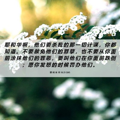 Picture 06 - 耶 利 米 书 18:23 CUVS - 耶 和 华 啊 ， 他 们 要 杀 我 的 那 - Bible Verse Picture