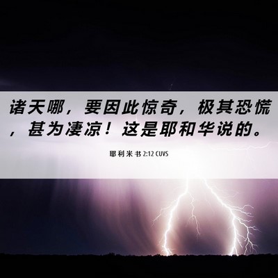 Picture 06 - 耶 利 米 书 2:12 CUVS - 诸 天 哪 ， 要 因 此 惊 奇 ， 极 其 - Bible Verse Picture
