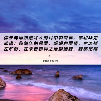 Picture 06 - 耶 利 米 书 2:2 CUVS - 你 去 向 耶 路 撒 冷 人 的 耳 中 喊 - Bible Verse Picture