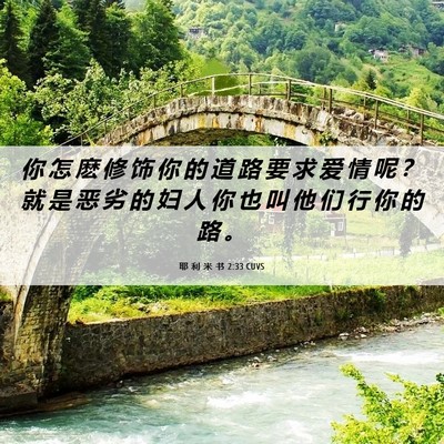 Picture 06 - 耶 利 米 书 2:33 CUVS - 你 怎 麽 修 饰 你 的 道 路 要 求 爱 - Bible Verse Picture