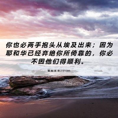 Picture 06 - 耶 利 米 书 2:37 CUVS - 你 也 必 两 手 抱 头 从 埃 及 出 来 - Bible Verse Picture