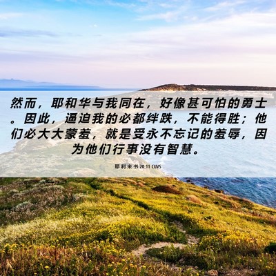 Picture 06 - 耶 利 米 书 20:11 CUVS - 然 而 ， 耶 和 华 与 我 同 在 ， 好 - Bible Verse Picture