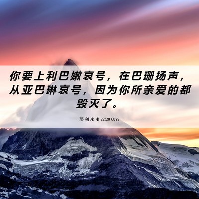 Picture 06 - 耶 利 米 书 22:20 CUVS - 你 要 上 利 巴 嫩 哀 号 ， 在 巴 珊 - Bible Verse Picture