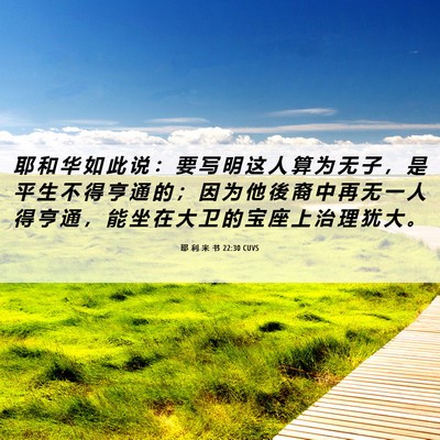 Picture 06 - 耶 利 米 书 22:30 CUVS - 耶 和 华 如 此 说 ： 要 写 明 这 人 - Bible Verse Picture