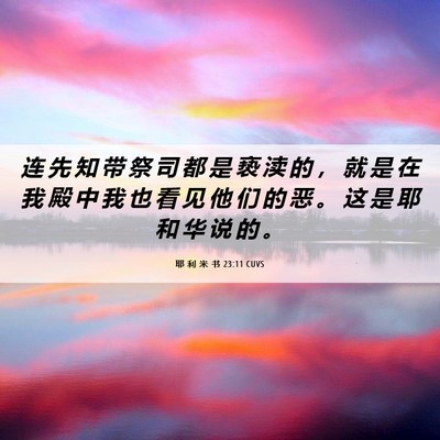 Picture 06 - 耶 利 米 书 23:11 CUVS - 连 先 知 带 祭 司 都 是 亵 渎 的 ， - Bible Verse Picture