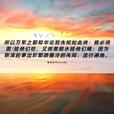 Picture 06 - 耶 利 米 书 23:15 CUVS - 所 以 万 军 之 耶 和 华 论 到 先 知 - Bible Verse Picture