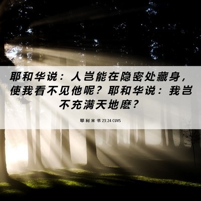 Picture 06 - 耶 利 米 书 23:24 CUVS - 耶 和 华 说 ： 人 岂 能 在 隐 密 处 - Bible Verse Picture