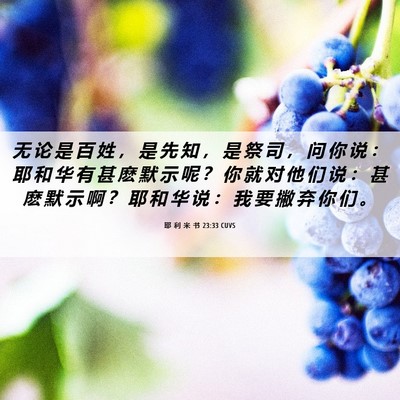 Picture 06 - 耶 利 米 书 23:33 CUVS - 无 论 是 百 姓 ， 是 先 知 ， 是 祭 - Bible Verse Picture