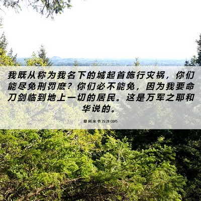 Picture 06 - 耶 利 米 书 25:29 CUVS - 我 既 从 称 为 我 名 下 的 城 起 首 - Bible Verse Picture