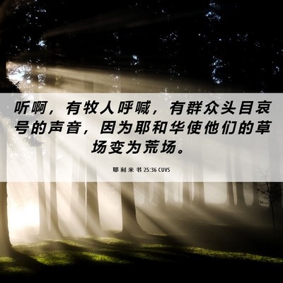 Picture 06 - 耶 利 米 书 25:36 CUVS - 听 啊 ， 有 牧 人 呼 喊 ， 有 群 众 - Bible Verse Picture
