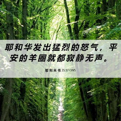 Picture 06 - 耶 利 米 书 25:37 CUVS - 耶 和 华 发 出 猛 烈 的 怒 气 ， 平 - Bible Verse Picture