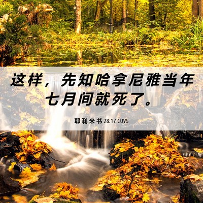 Picture 06 - 耶 利 米 书 28:17 CUVS - 这 样 ， 先 知 哈 拿 尼 雅 当 年 七 - Bible Verse Picture