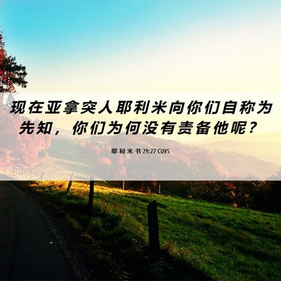 Picture 06 - 耶 利 米 书 29:27 CUVS - 现 在 亚 拿 突 人 耶 利 米 向 你 们 - Bible Verse Picture