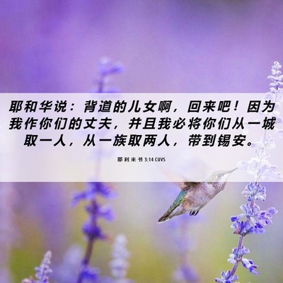Picture 06 - 耶 利 米 书 3:14 CUVS - 耶 和 华 说 ： 背 道 的 儿 女 啊 ， - Bible Verse Picture