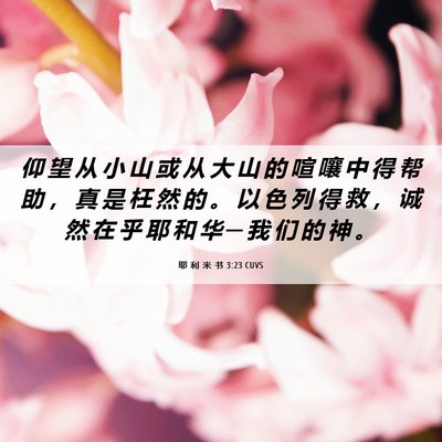 Picture 06 - 耶 利 米 书 3:23 CUVS - 仰 望 从 小 山 或 从 大 山 的 喧 嚷 - Bible Verse Picture
