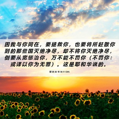 Picture 06 - 耶 利 米 书 30:11 CUVS - 因 我 与 你 同 在 ， 要 拯 救 你 ， - Bible Verse Picture