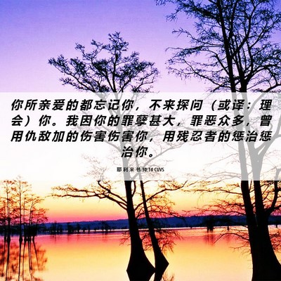 Picture 06 - 耶 利 米 书 30:14 CUVS - 你 所 亲 爱 的 都 忘 记 你 ， 不 来 - Bible Verse Picture