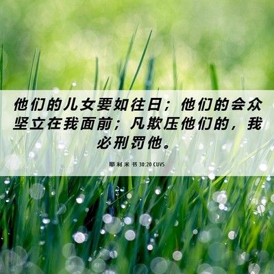 Picture 06 - 耶 利 米 书 30:20 CUVS - 他 们 的 儿 女 要 如 往 日 ； 他 们 - Bible Verse Picture