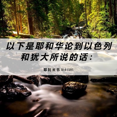 Picture 06 - 耶 利 米 书 30:4 CUVS - 以 下 是 耶 和 华 论 到 以 色 列 和 - Bible Verse Picture