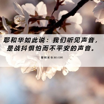 Picture 06 - 耶 利 米 书 30:5 CUVS - 耶 和 华 如 此 说 ： 我 们 听 见 声 - Bible Verse Picture