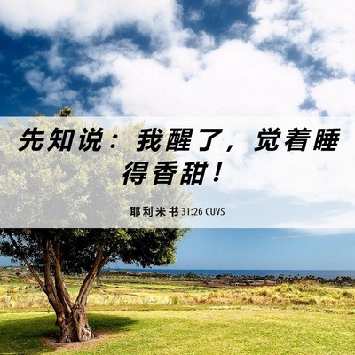 Picture 06 - 耶 利 米 书 31:26 CUVS - 先 知 说 ： 我 醒 了 ， 觉 着 睡 得 - Bible Verse Picture