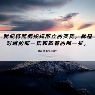 Picture 06 - 耶 利 米 书 32:11 CUVS - 我 便 将 照 例 按 规 所 立 的 买 契 - Bible Verse Picture