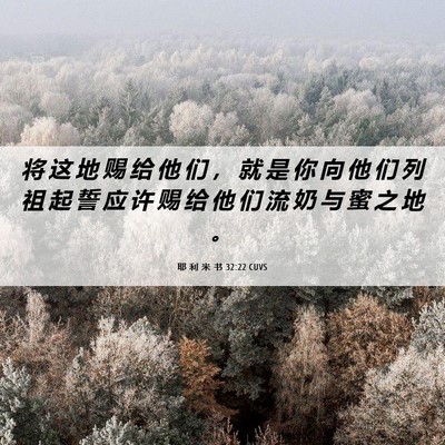 Picture 06 - 耶 利 米 书 32:22 CUVS - 将 这 地 赐 给 他 们 ， 就 是 你 向 - Bible Verse Picture