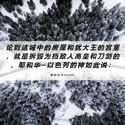 Picture 06 - 耶 利 米 书 33:4 CUVS - 论 到 这 城 中 的 房 屋 和 犹 大 王 - Bible Verse Picture