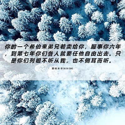 Picture 06 - 耶 利 米 书 34:14 CUVS - 你 的 一 个 希 伯 来 弟 兄 若 卖 给 - Bible Verse Picture