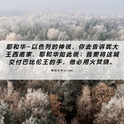 Picture 06 - 耶 利 米 书 34:2 CUVS - 耶 和 华 ─ 以 色 列 的 神 说 ， 你 - Bible Verse Picture