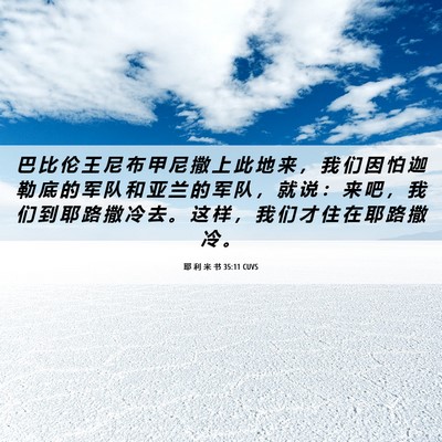 Picture 06 - 耶 利 米 书 35:11 CUVS - 巴 比 伦 王 尼 布 甲 尼 撒 上 此 地 - Bible Verse Picture