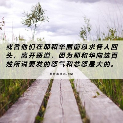 Picture 06 - 耶 利 米 书 36:7 CUVS - 或 者 他 们 在 耶 和 华 面 前 恳 求 - Bible Verse Picture