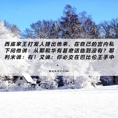 Picture 06 - 耶 利 米 书 37:17 CUVS - 西 底 家 王 打 发 人 提 出 他 来 ， - Bible Verse Picture