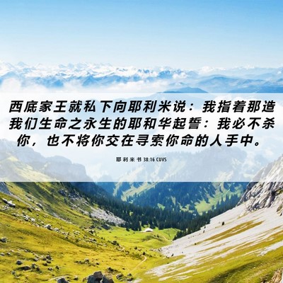 Picture 06 - 耶 利 米 书 38:16 CUVS - 西 底 家 王 就 私 下 向 耶 利 米 说 - Bible Verse Picture
