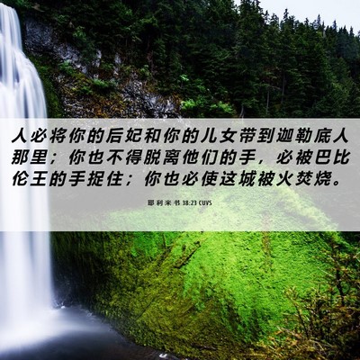 Picture 06 - 耶 利 米 书 38:23 CUVS - 人 必 将 你 的 后 妃 和 你 的 儿 女 - Bible Verse Picture