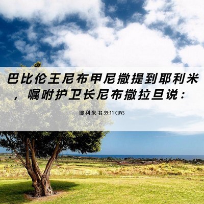 Picture 06 - 耶 利 米 书 39:11 CUVS - 巴 比 伦 王 尼 布 甲 尼 撒 提 到 耶 - Bible Verse Picture