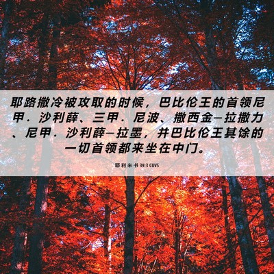 Picture 06 - 耶 利 米 书 39:3 CUVS - 耶 路 撒 冷 被 攻 取 的 时 候 ， 巴 - Bible Verse Picture