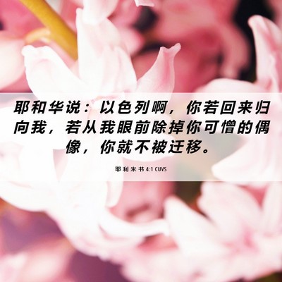 Picture 06 - 耶 利 米 书 4:1 CUVS - 耶 和 华 说 ： 以 色 列 啊 ， 你 若 - Bible Verse Picture