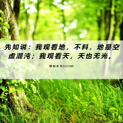 Picture 06 - 耶 利 米 书 4:23 CUVS - 先 知 说 ： 我 观 看 地 ， 不 料 ， - Bible Verse Picture