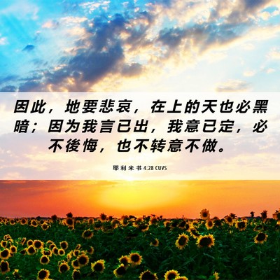 Picture 06 - 耶 利 米 书 4:28 CUVS - 因 此 ， 地 要 悲 哀 ， 在 上 的 天 - Bible Verse Picture