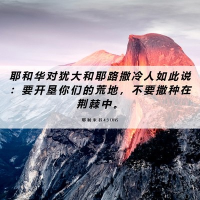 Picture 06 - 耶 利 米 书 4:3 CUVS - 耶 和 华 对 犹 大 和 耶 路 撒 冷 人 - Bible Verse Picture