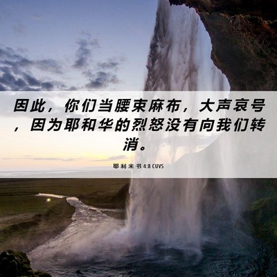 Picture 06 - 耶 利 米 书 4:8 CUVS - 因 此 ， 你 们 当 腰 束 麻 布 ， 大 - Bible Verse Picture