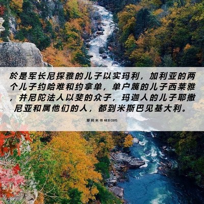 Picture 06 - 耶 利 米 书 40:8 CUVS - 於 是 军 长 尼 探 雅 的 儿 子 以 实 - Bible Verse Picture